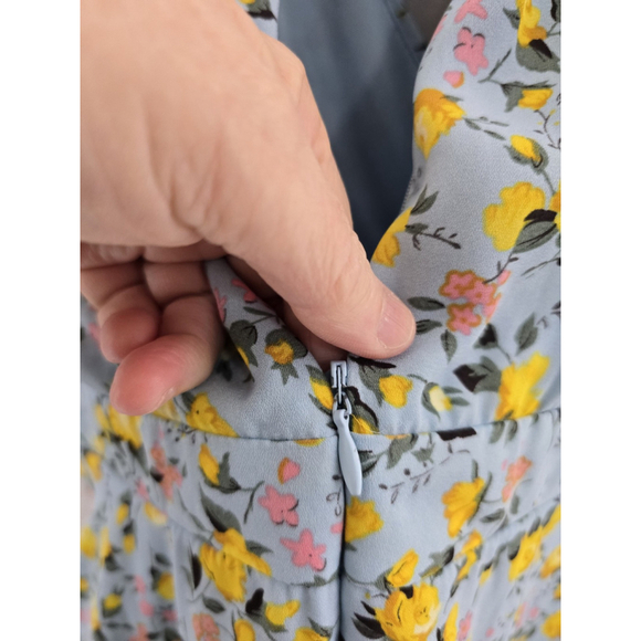 Lulus Shirt Tiered Ruffled Blue/yellow Floral Dress. NWOTLadies Size Small - Picture 14 of 15